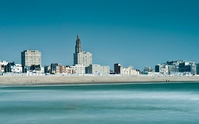 Seaside front and beach of Le Havre - France