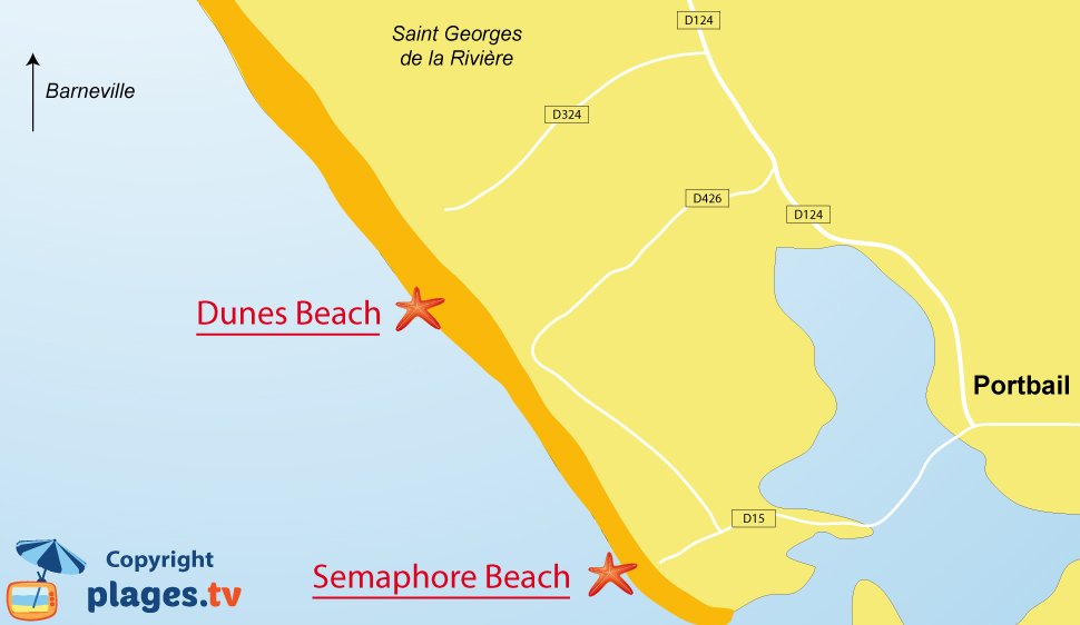 Map of Portbail beaches in France