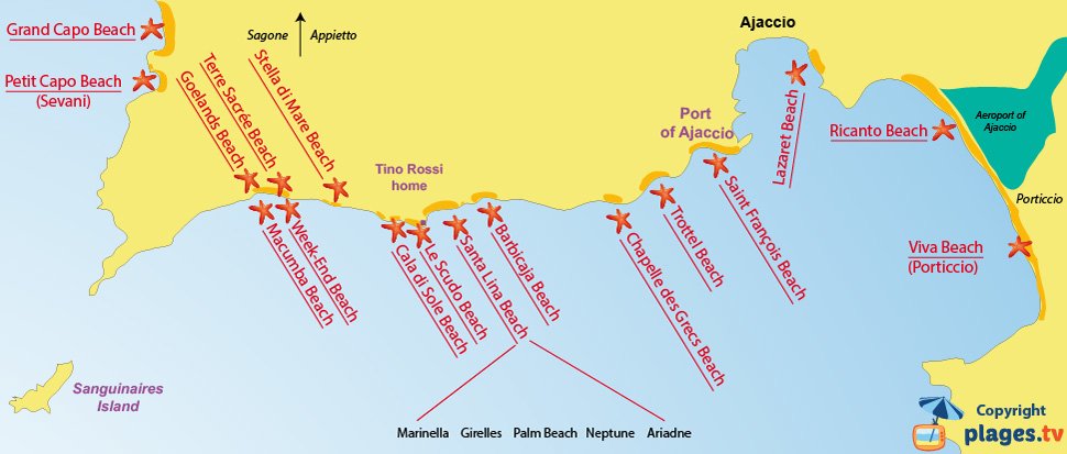 Map of Ajaccio in Corsica