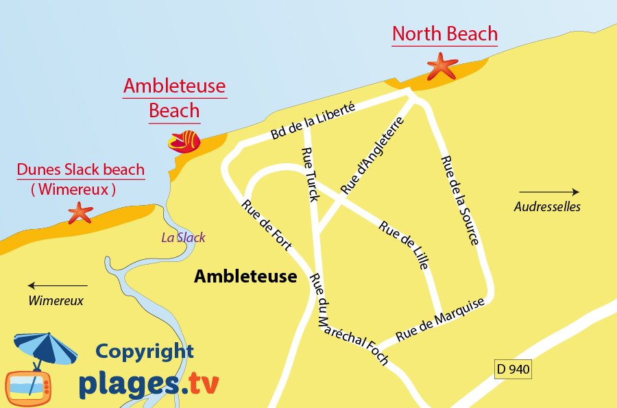 Map of Ambleteuse beach in France