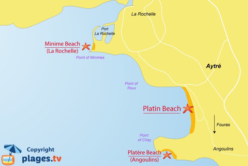 Map of Aytre beaches in France