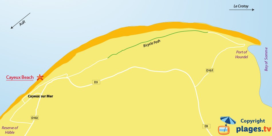 Map of Cayeux-sur-Mer beach in France