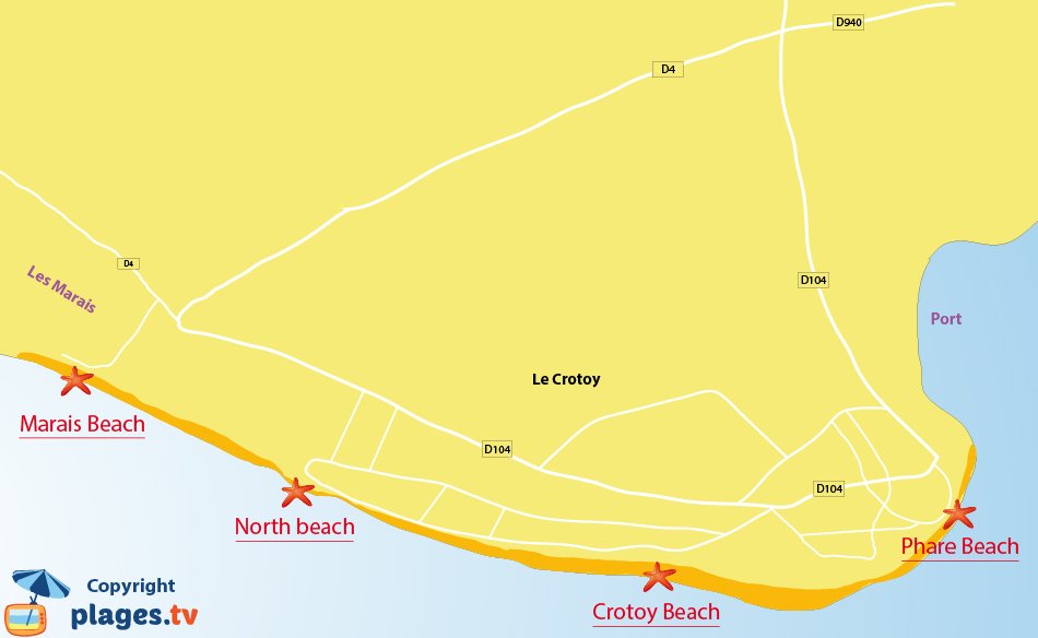 Map of the beaches in Le Crotoy