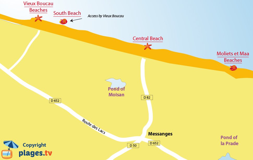 Map of Messanges beaches in France