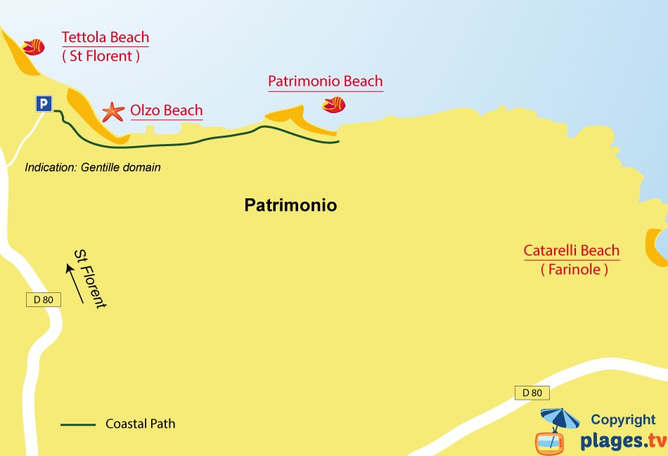 Map of Patrimonio beaches in Corsica