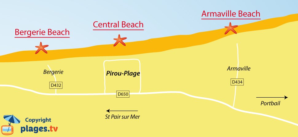 Map of Pirou beaches in France