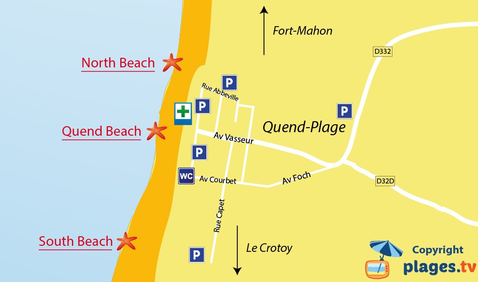 Map of Quend-Plage beaches in France