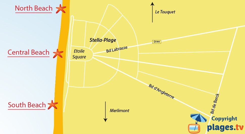 Map of Stella beaches in France - North