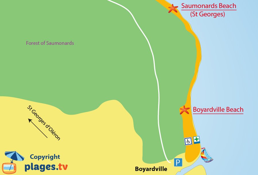 Map of Boyardville beaches in Oleron