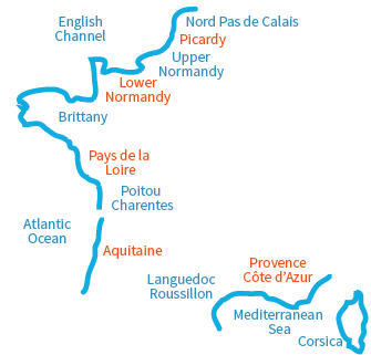 Map of the french beaches