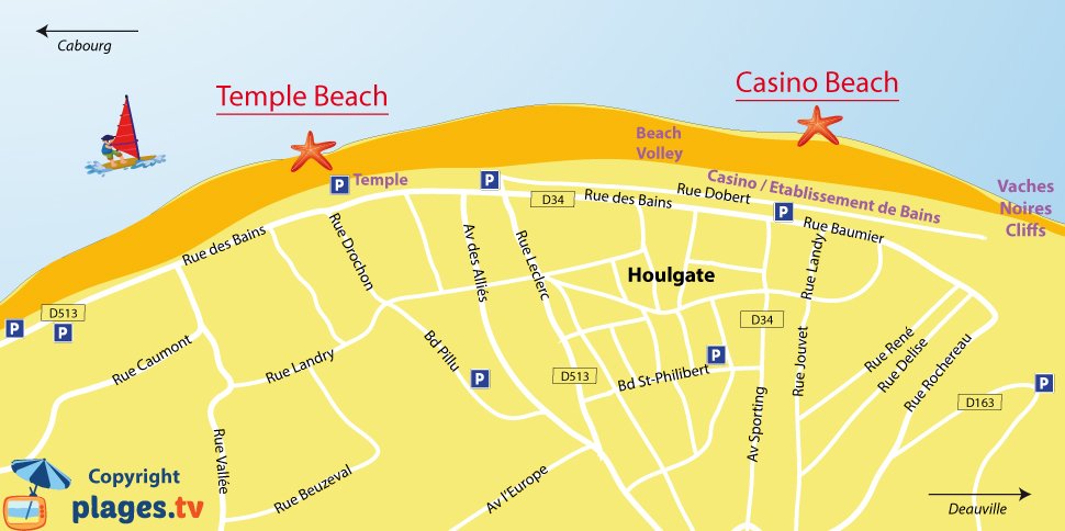 Map of Houlgate beach in Normandy - France