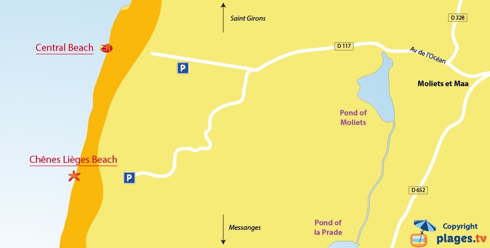 Map of Moliets et Maa beaches in France