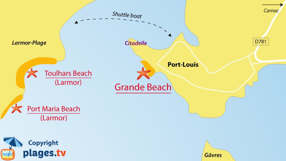 Map of Port Louis beach in Brittany