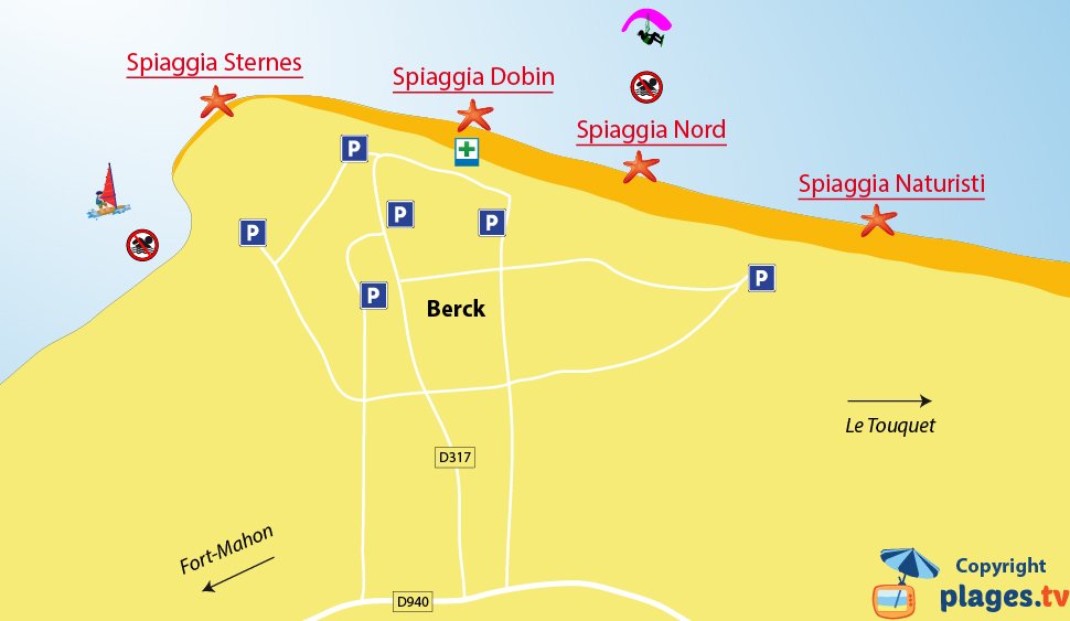 Mappa spiagge di Berck sur Mer in Francia