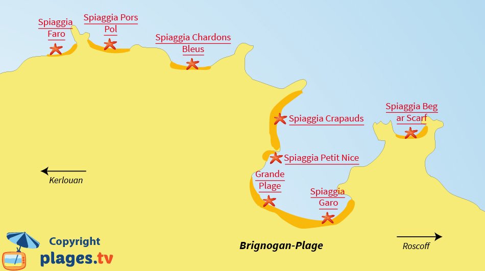 Mappa spiagge Brignogan - Francia