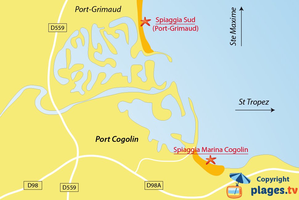 Mappa spiagge di Cogolin in Francia