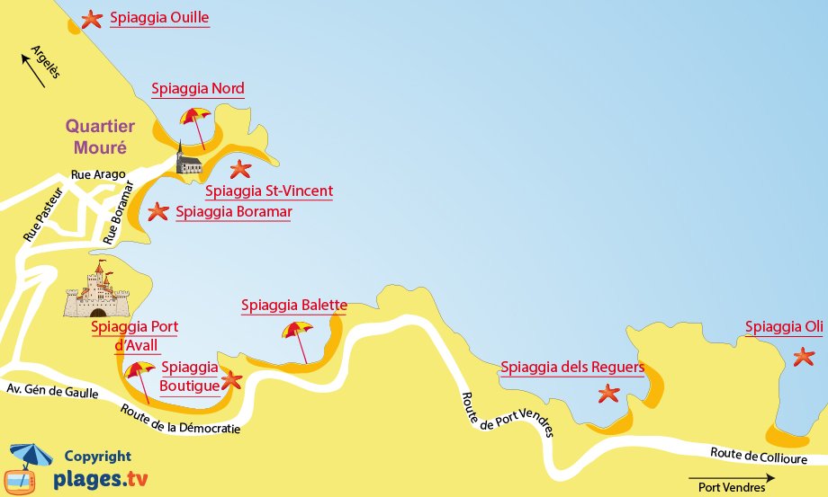 Mappa spiagge di Collioure - Francia