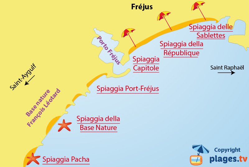 Mappa spiagge a Frejus - Francia