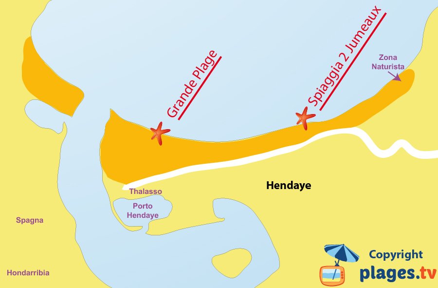 Mappa spiagge di Hendaye - Francia