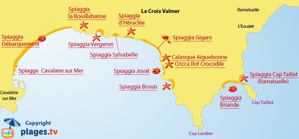 Mappa spiagge La Croix Valmer - Francia