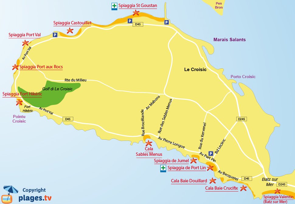 Mappa spiagge Le Croisic in Francia