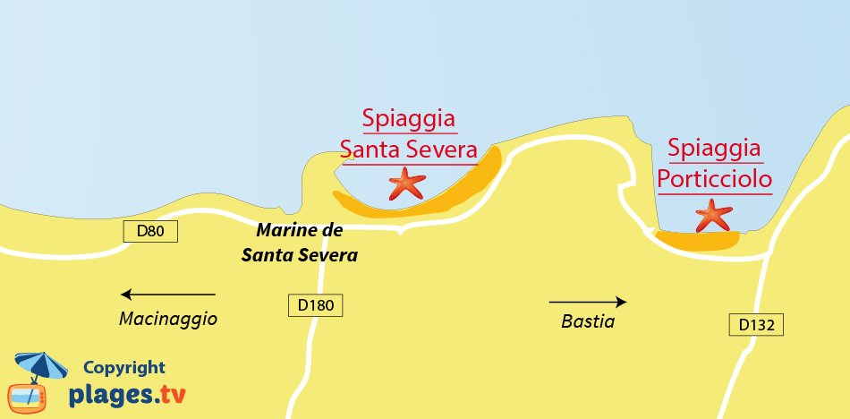 Mappa spiagge di Luri in Corsica