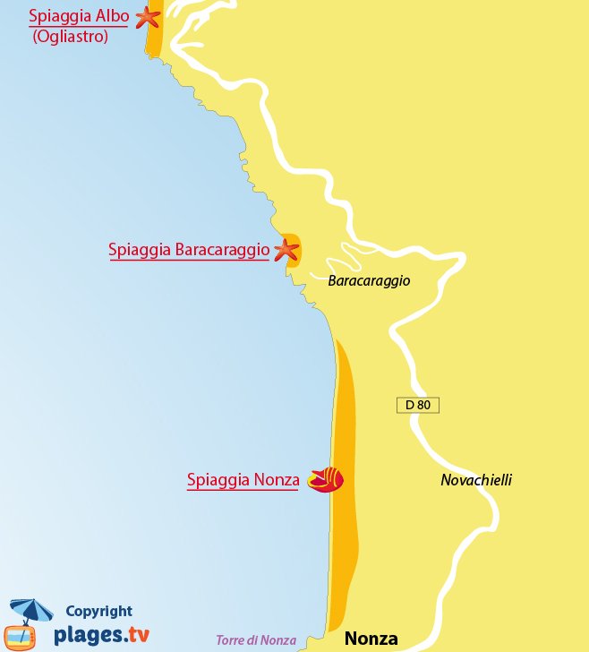 Mappa spiagge di Nonza in Corsica