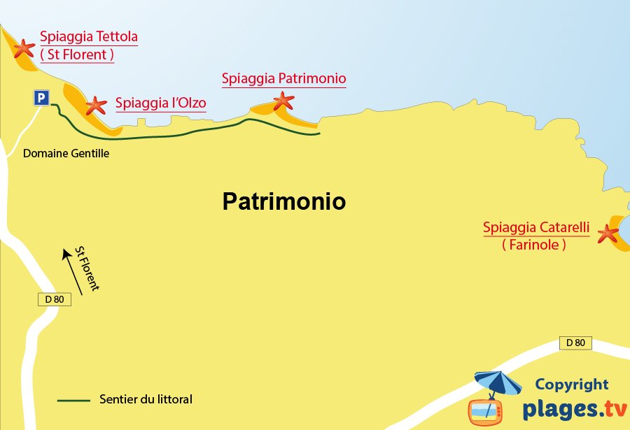 Mappa spiagge di Patrimonio in Corsica