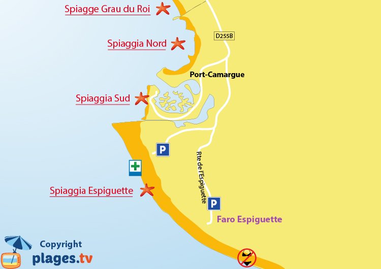 Mappa spiagge Port-Camargue - Francia