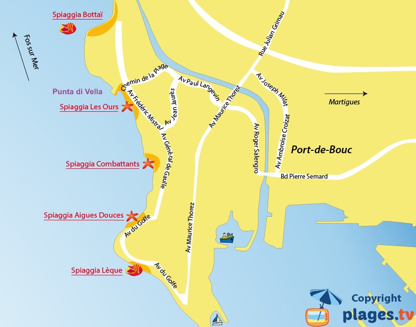 Mappa spiagge di Port de Bouc in Francia