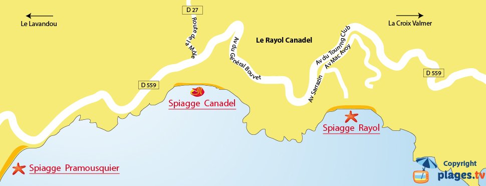 Mappa spiagge Rayol Canadel - Francia