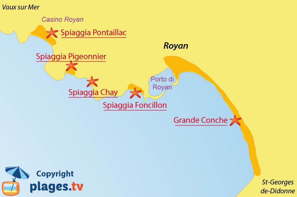 Mappa della spiaggia di Royan in Francia