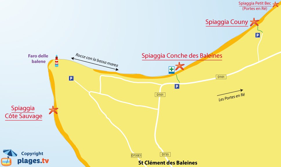 Mappa spiagge di Saint Clement les Baleines in Francia