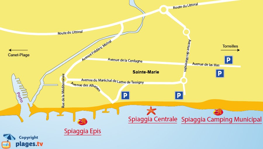 Mappa spiagge di Sainte-Marie - Francia