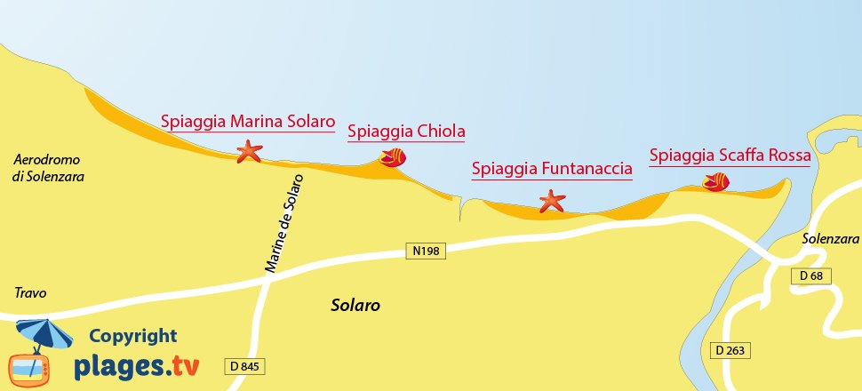 Mappa spiagge di Solaro in Corsica