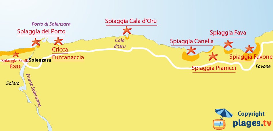 Mappa spiagge di Solenzara - Corsica