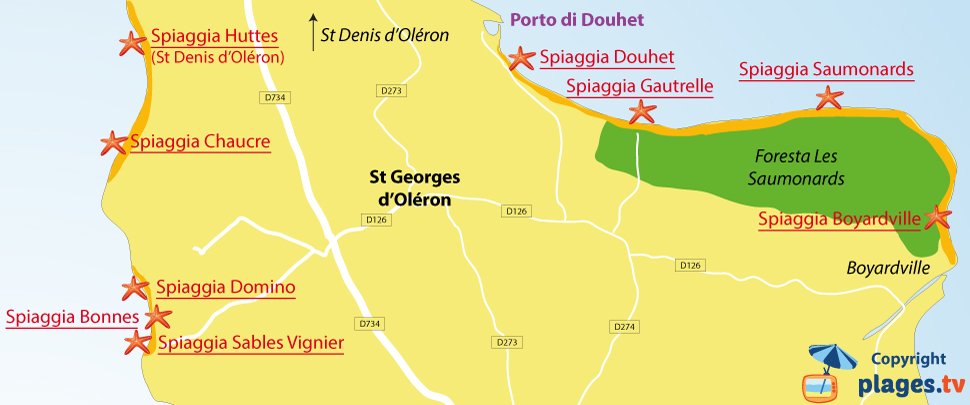 Mappa spiagge di Saint Georges d'Oléron in Francia