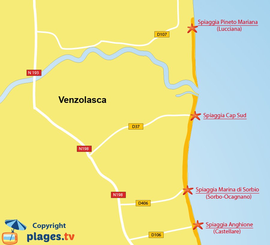 Mappa spiagge di Venzolasca in Corsica