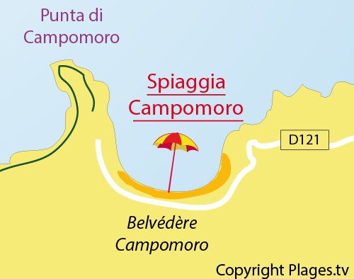 Mappa spiaggia di Campomoro in Corsica