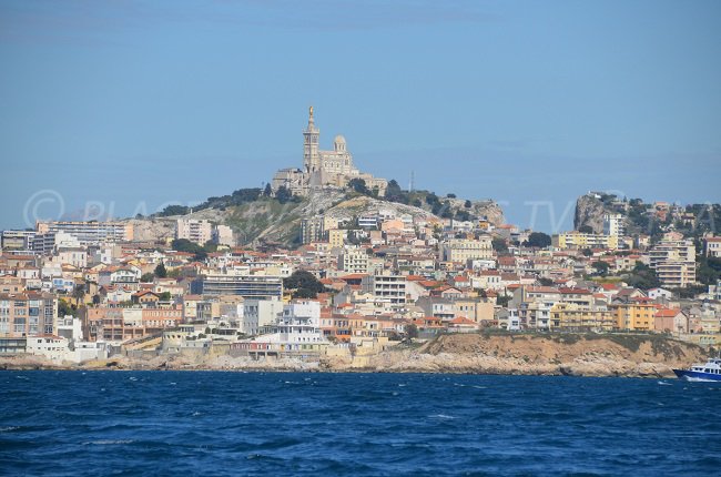 View of Notre-Dame-de-la-Garde from the sea - Marseille - France