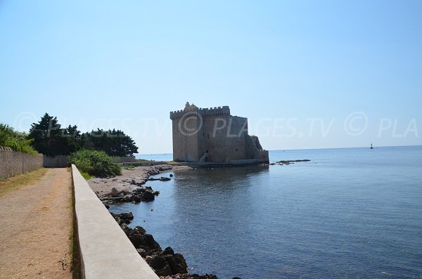 Plage à côté du monastère fortifié de l'ile de Saint Honorat