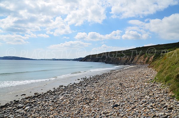 Photo de la plage de l'Aber avec vue sur le Cap de la Chèvre - presqu'ile de Crozon