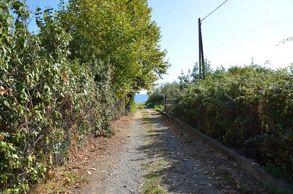 Sentier d'accès à la plage d'Alba Serena en Corse