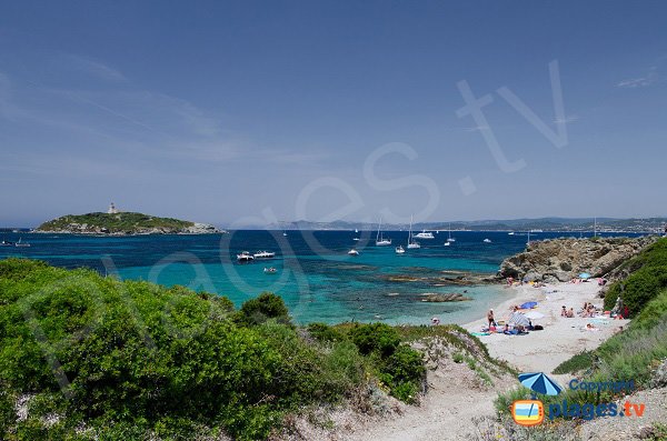 Plage des Allemands avec vue sur l'ile du Grand Rouveau - Ile des Embiez