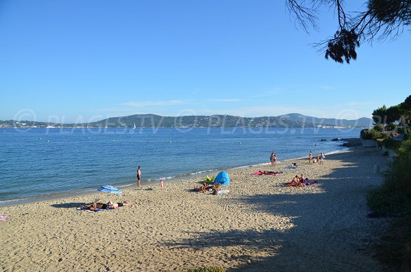 Vieux Moulin bay in Port-Grimaud and view on  St Tropez