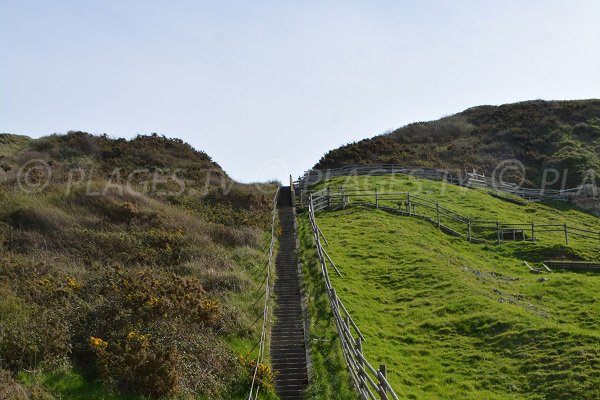 Escaliers pour la plage d'Octeville sur Mer