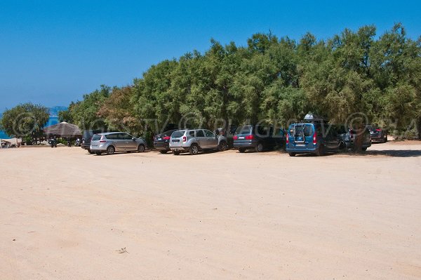 Parking of Arinella beach in Lumio