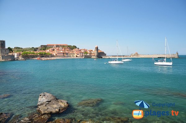 Balette beach and view on Collioure