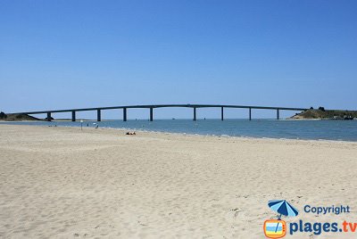 La Barre de Monts beach with bridge of Noirmoutier