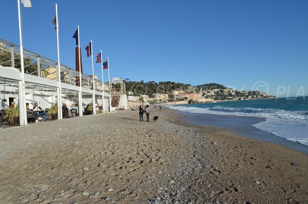 Private beach Beau Rivage in winter in Nice